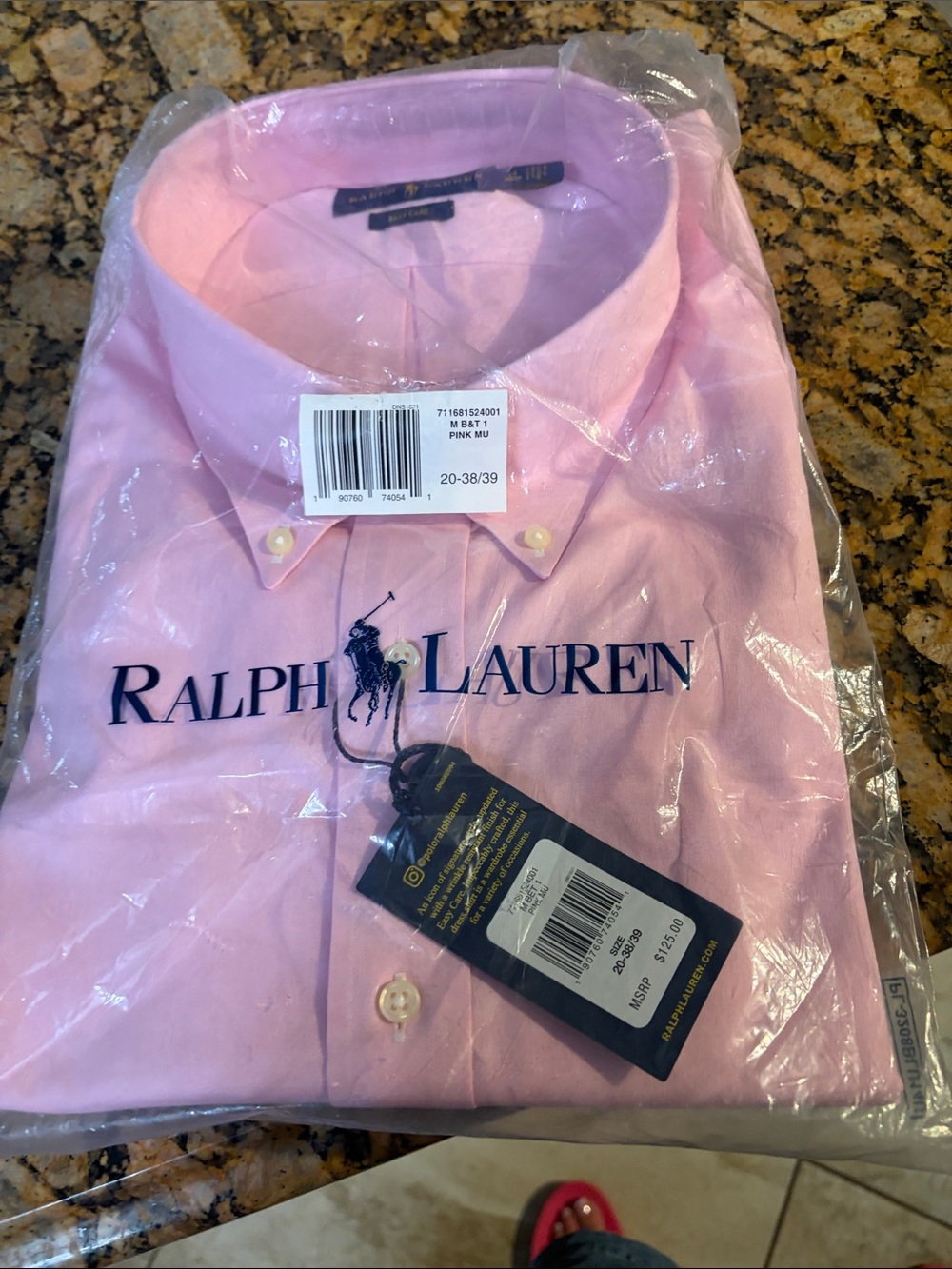 Ralph Lauren Men’s Light Pink Button-Down Polo Oxford Shirt